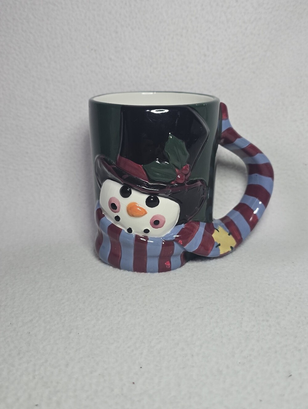 Mother Browns Coynes And Co Snowman 3D Mug with Striped Handle